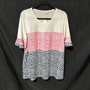 Southern Stitch brand Pink & Blue design‎ w/ruffle sleeves / Size M / W-22